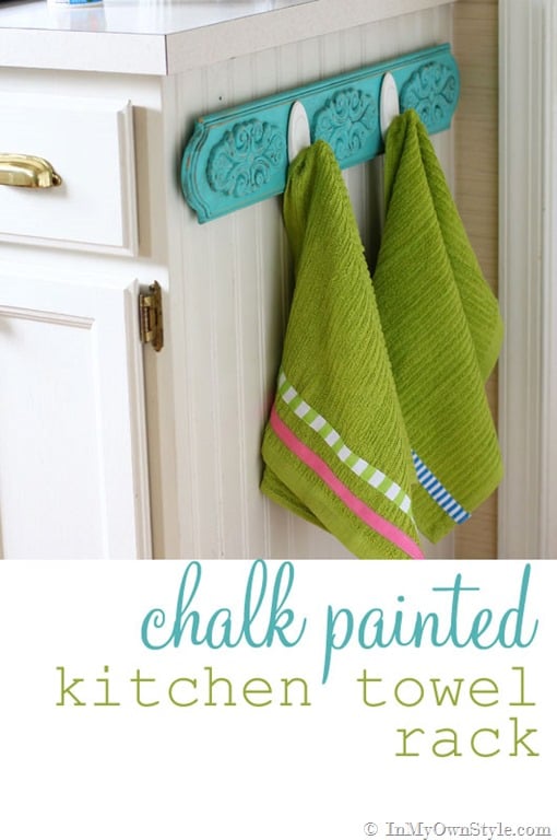 Chalk Painted Kitchen Dishtowel Rack