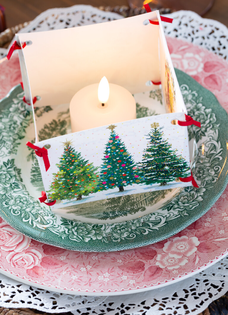 Christmas Card Votive Candle Accent