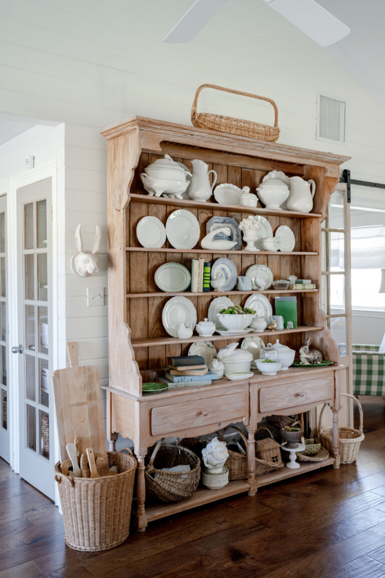 Decorating With a Country Antique Pine Hutch