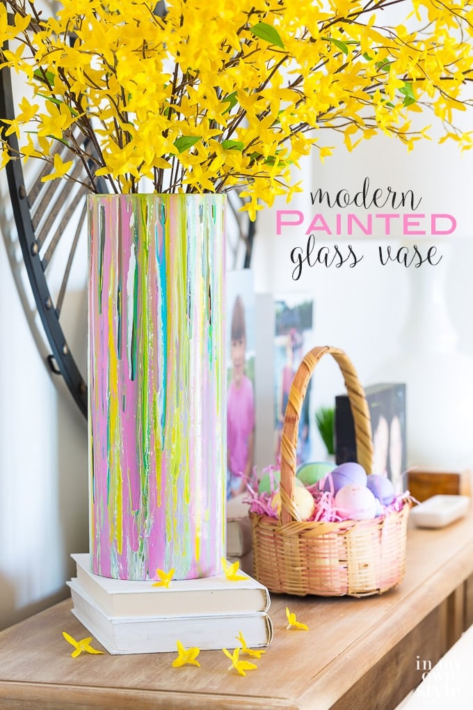 Painted Glass Vase for Springtime Decorating