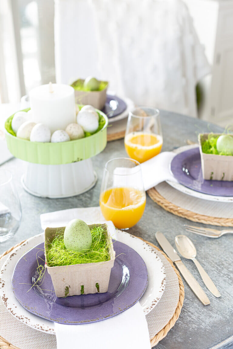 Easter Brunch Table Setting Using No Sew Round Placemats