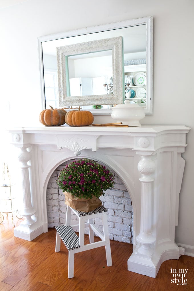 Fall Mantel Decorated With Pumpkins