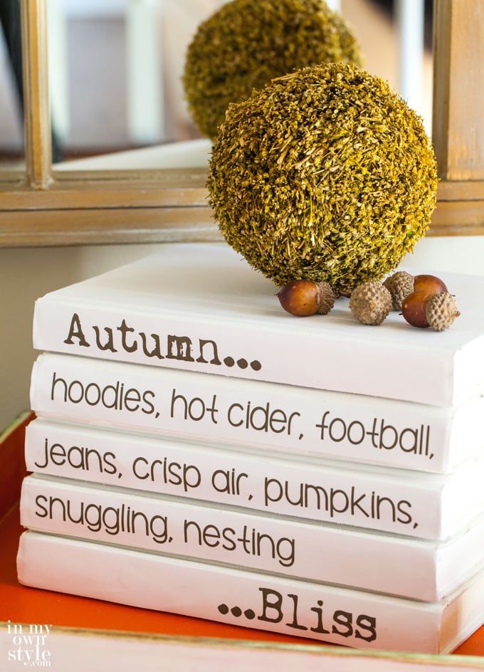 Autumn Decor: Tabletop Stack of Books Free Printable