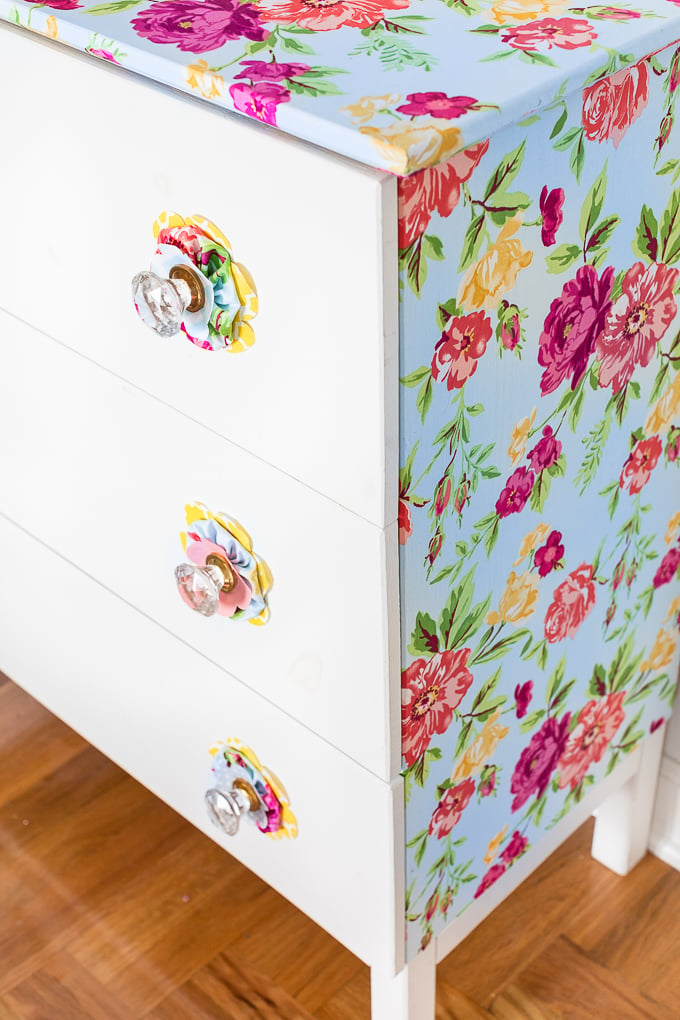 Furniture Makeover Using Fabric + Liquid Starch