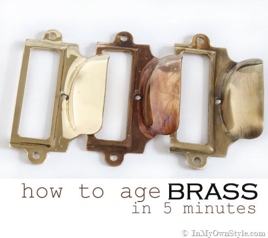 How to age brass in 5 minutes or less. 3 colors of brass pulls - bright brass, dark and antiqued.