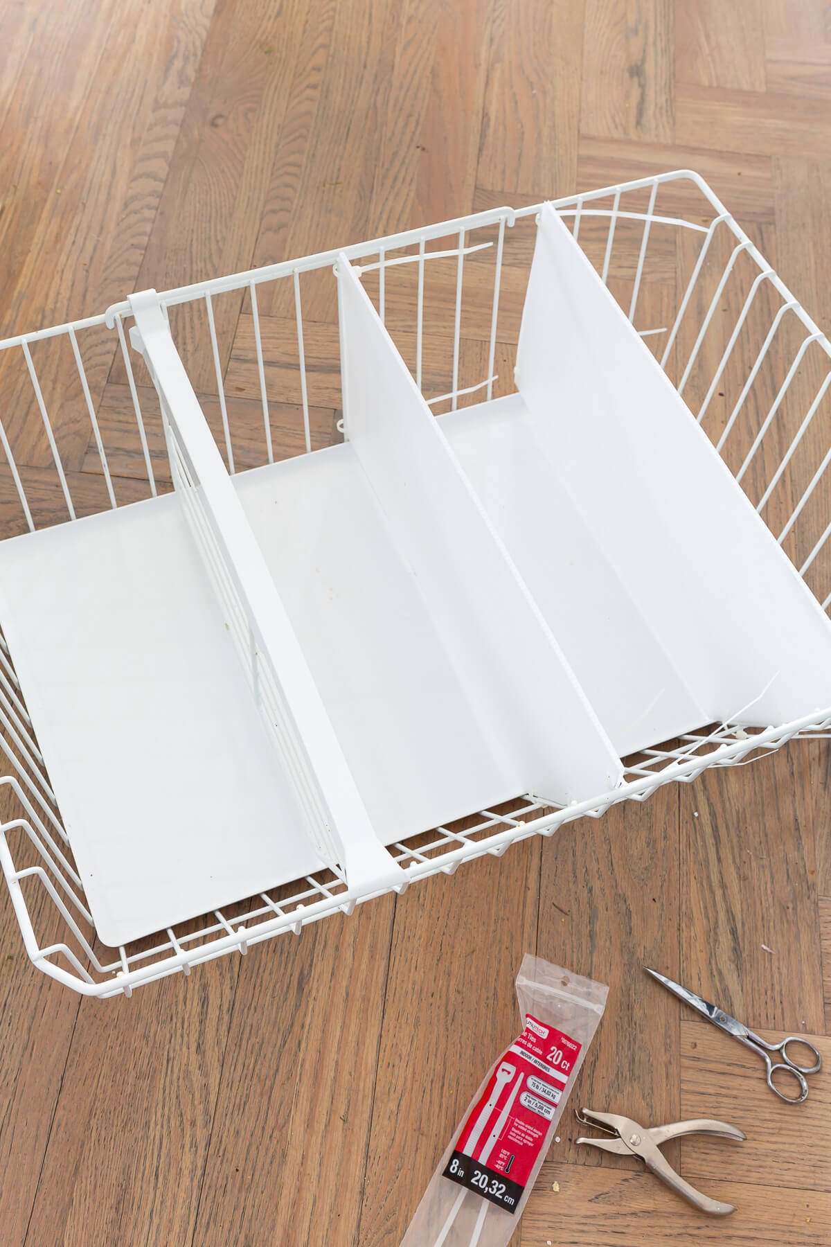 How to attach DIY freezer basket dividers.