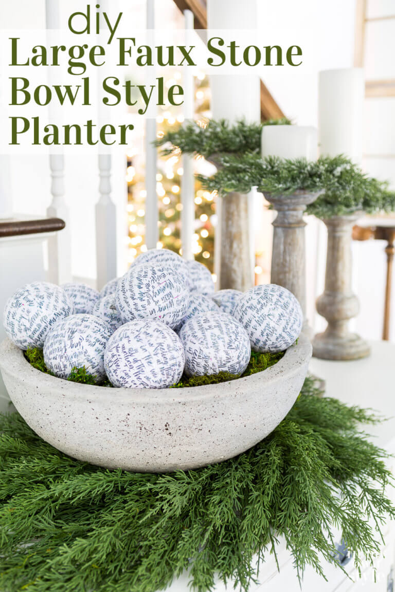 Faux Cast Stone Bowl Planter DIY