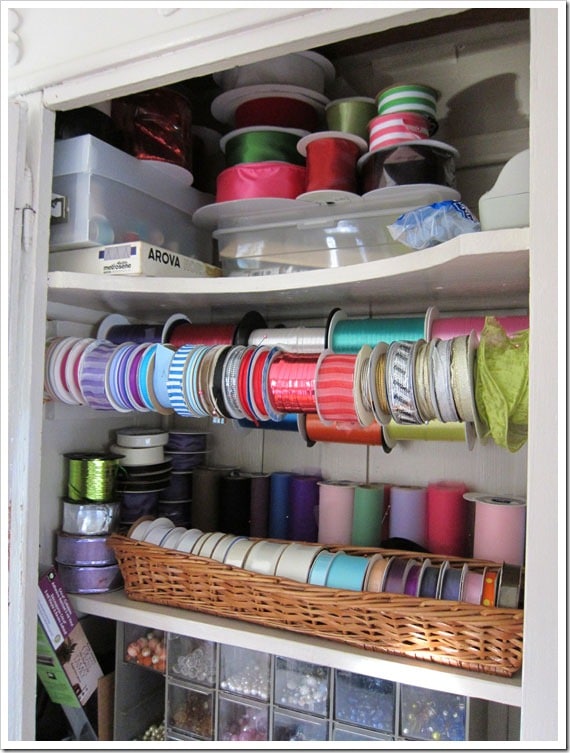 How to organize spools of ribbon