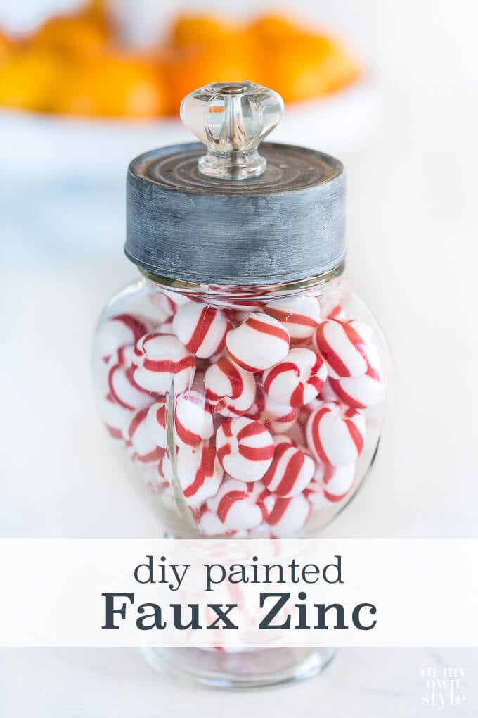 How to Paint a Faux Zinc Finish on a Candy Jar Top Made With a Tuna Can