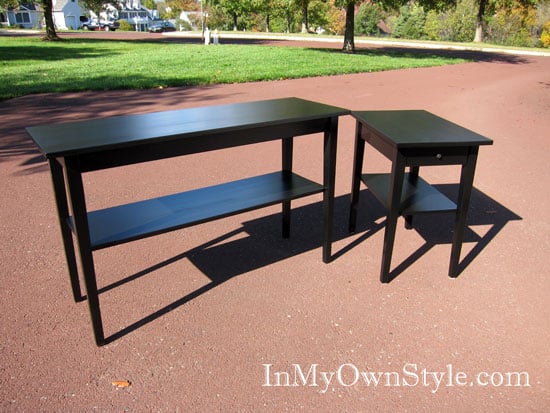 Finished black stained tables. i