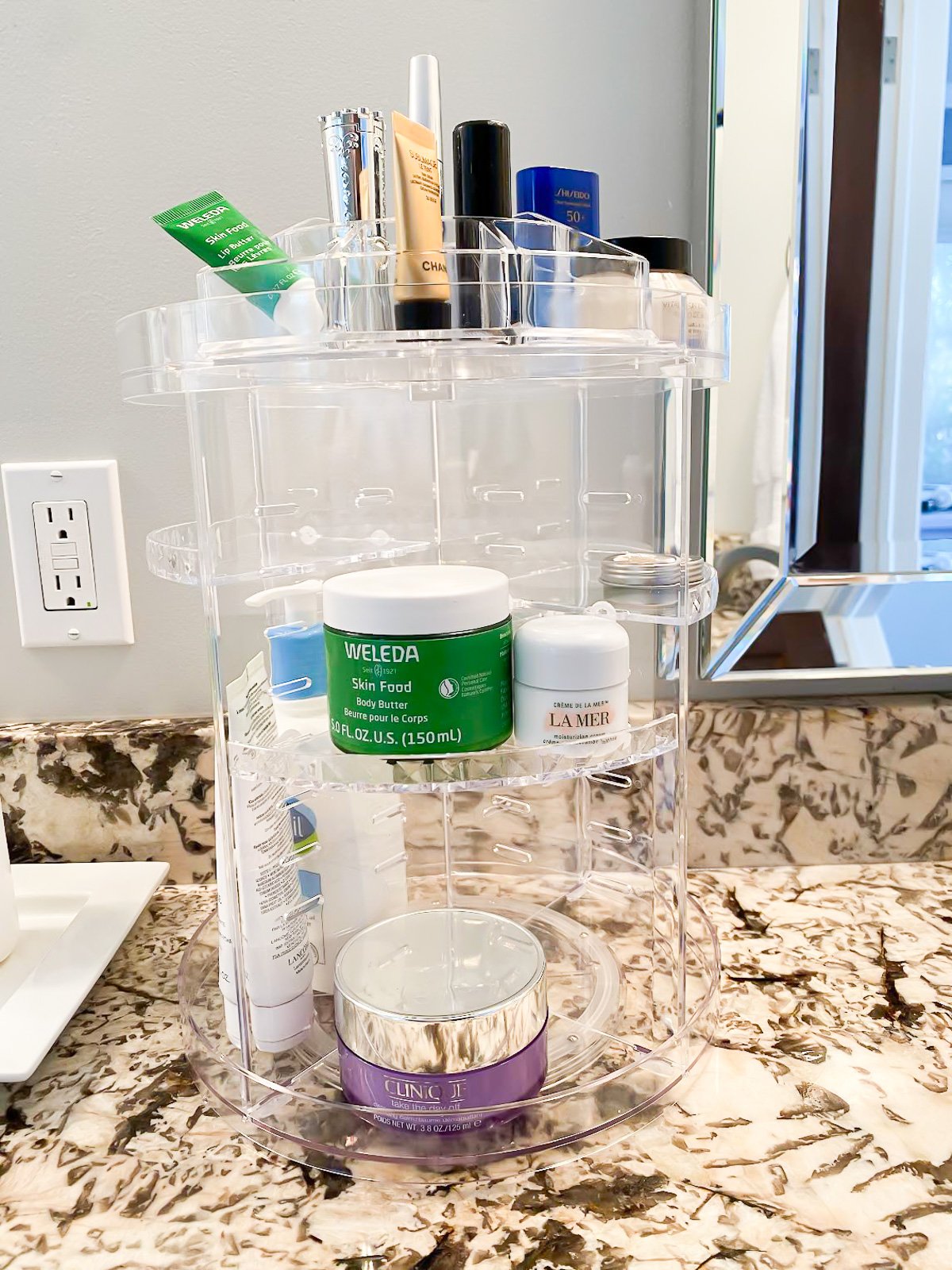 Bathroom countertop makeup organizer