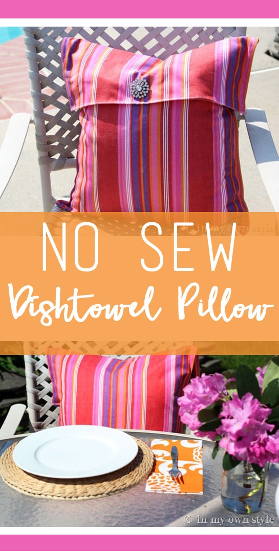 How to Make a No Sew Pillow Cover Using Dishtowels