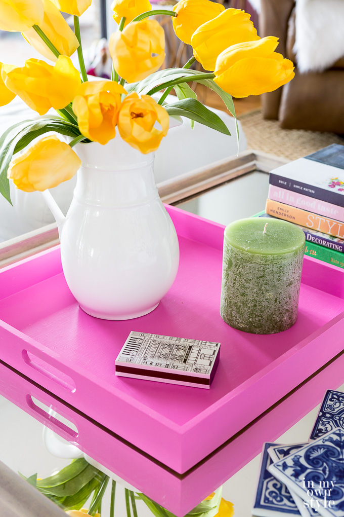 Spring Coffee Table Styling Tray Hack