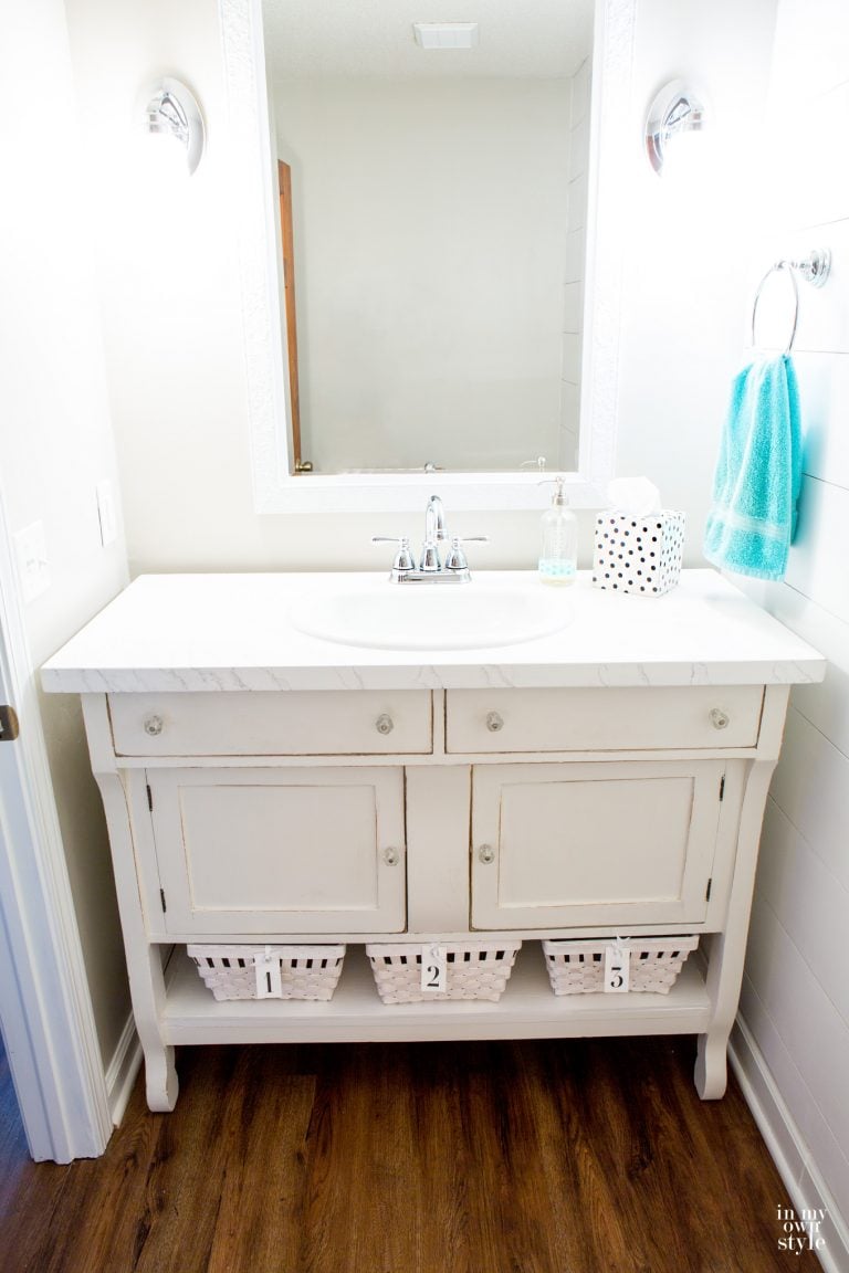 How to Repurpose a Sideboard into a Sink Vanity