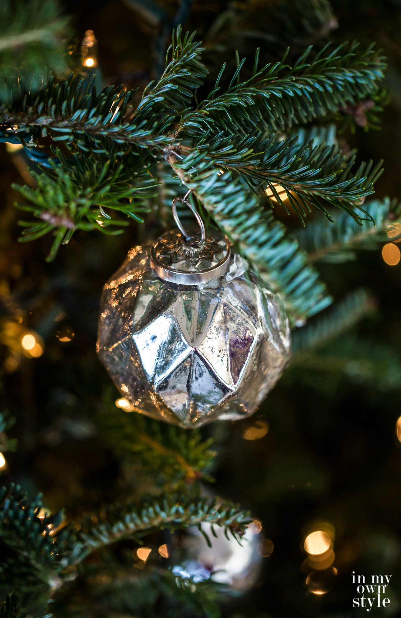 Vintage silver Christmas tree ornament