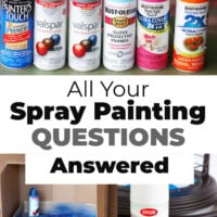 Spray painting and paint cans. Text overlay on image says All your Spray Painting Questions Answered