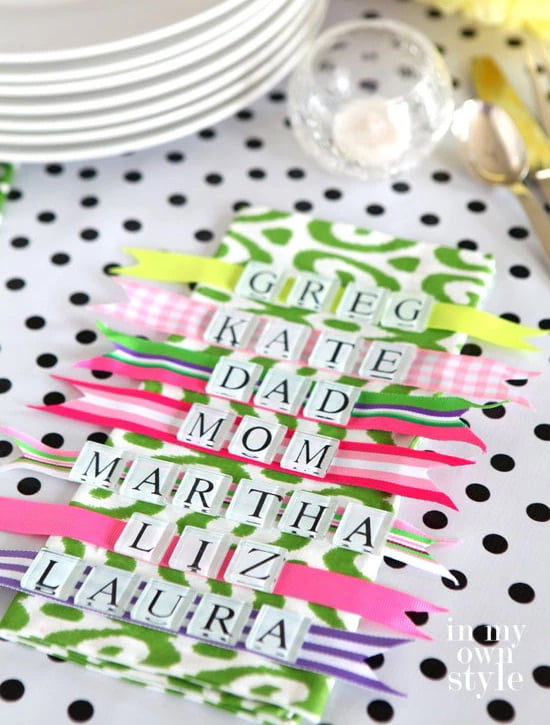 Ribbon Table Name Place Cards