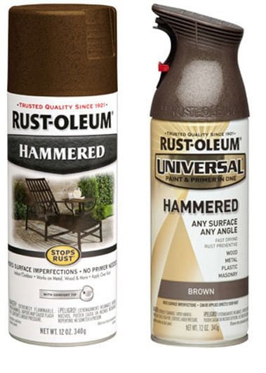 Hammered Brown Spray paint from Rustoleum is the best spray paint to use on outdoor metal furniture.