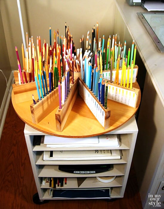 How to organize colored pencils in a studio